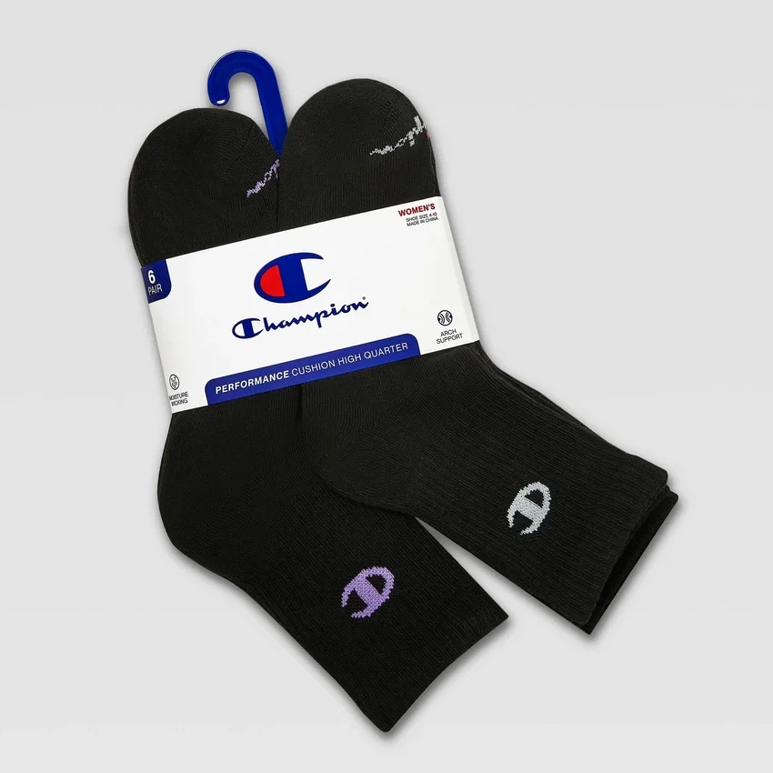 Lot de 6 paires de chaussettes hautes rembourrées pour femme