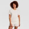 T-shirt classique, inscription ton sur ton sur la poitrine gauche