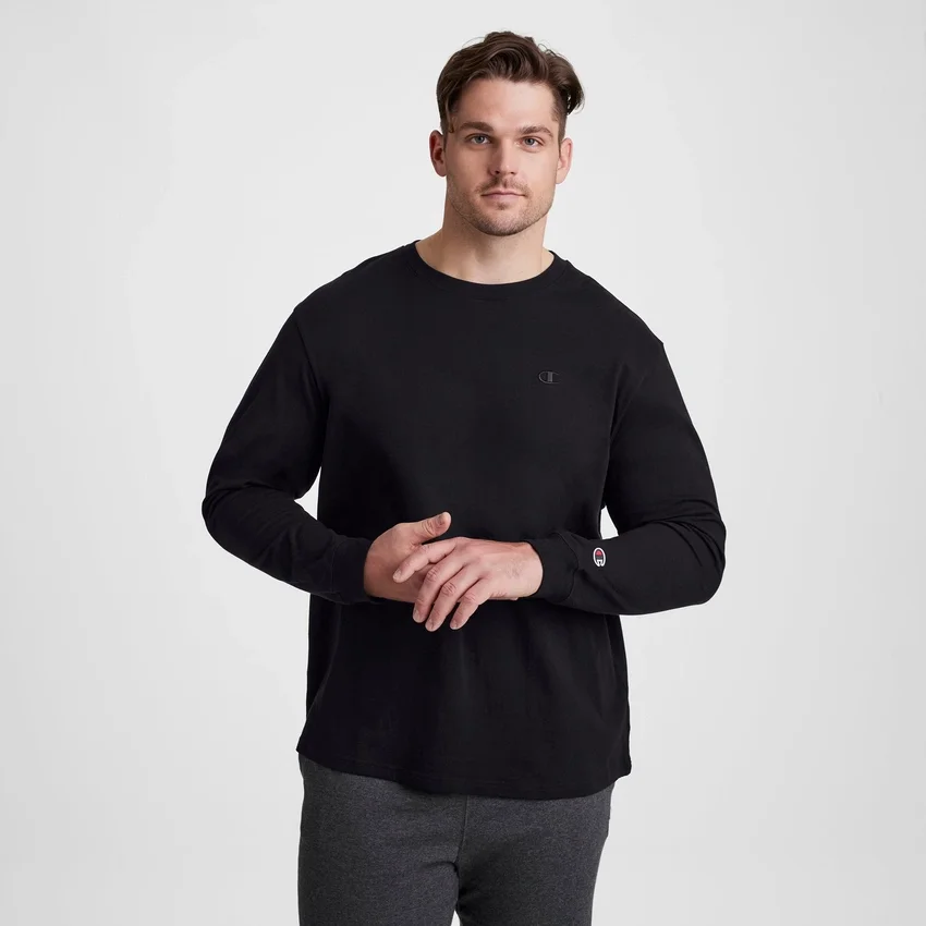 T-shirt classique à manches longues, C Logo brodé - Grandes tailles