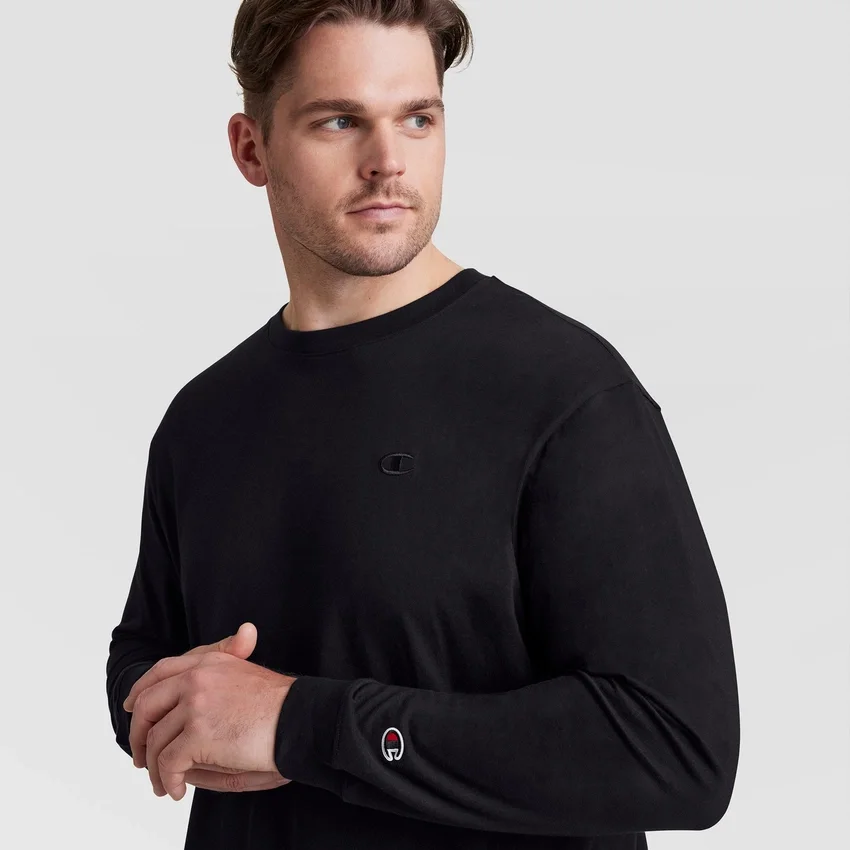 T-shirt classique à manches longues, C Logo brodé - Grandes tailles