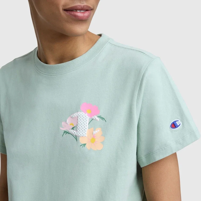 T-shirt à motif « C » floral en maille, C Logo